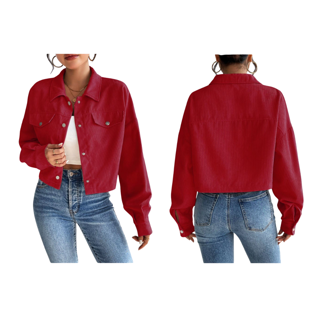 Chaqueta de pana con botones en la parte delantera de mujer