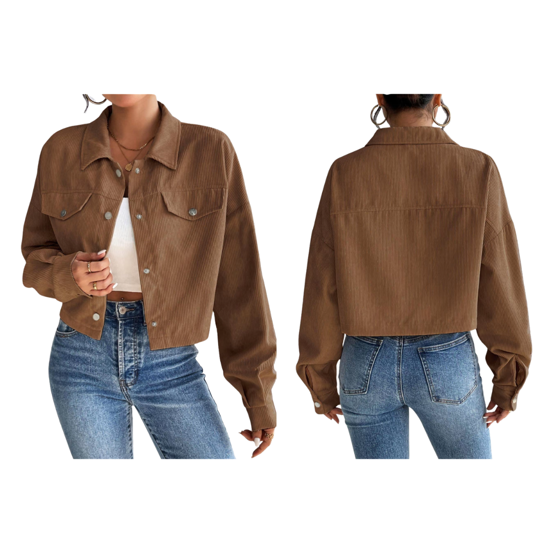 Chaqueta de pana con botones en la parte delantera de mujer