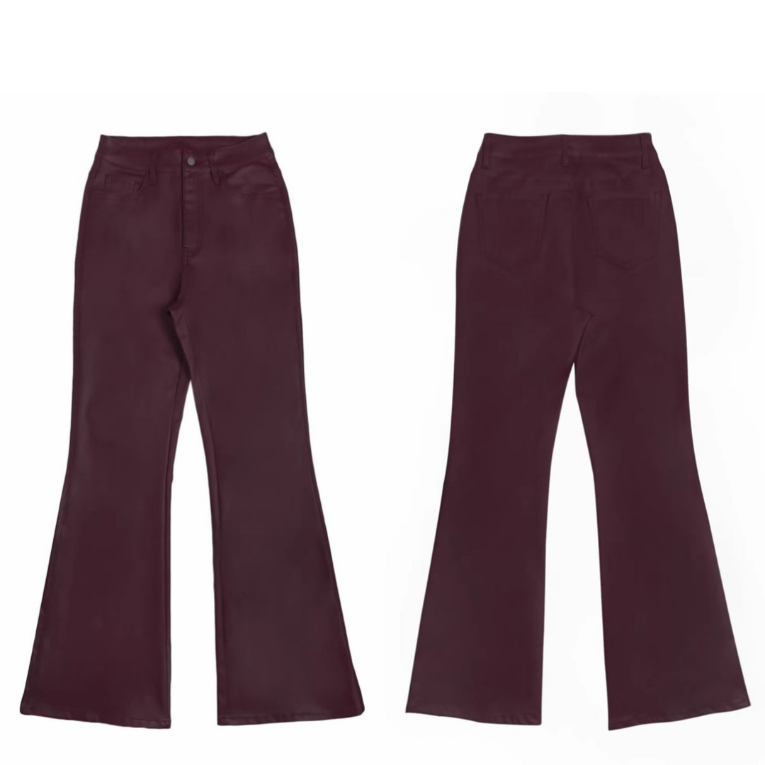 Pantalones de campana elásticos con acabado brillante