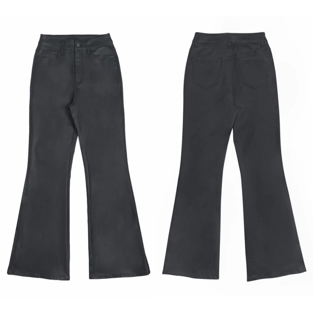 Pantalones de campana elásticos con acabado brillante