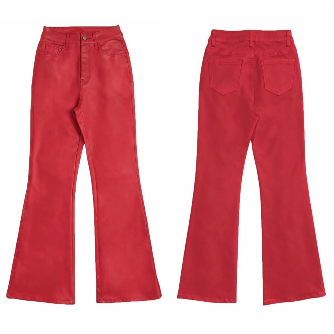 Pantalones de campana elásticos con acabado brillante