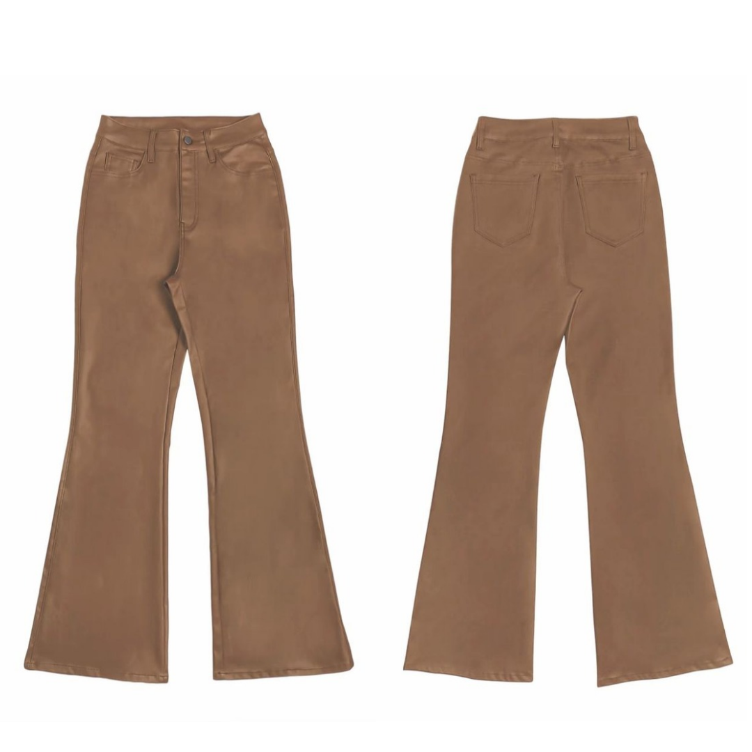 Pantalones de campana elásticos con acabado brillante