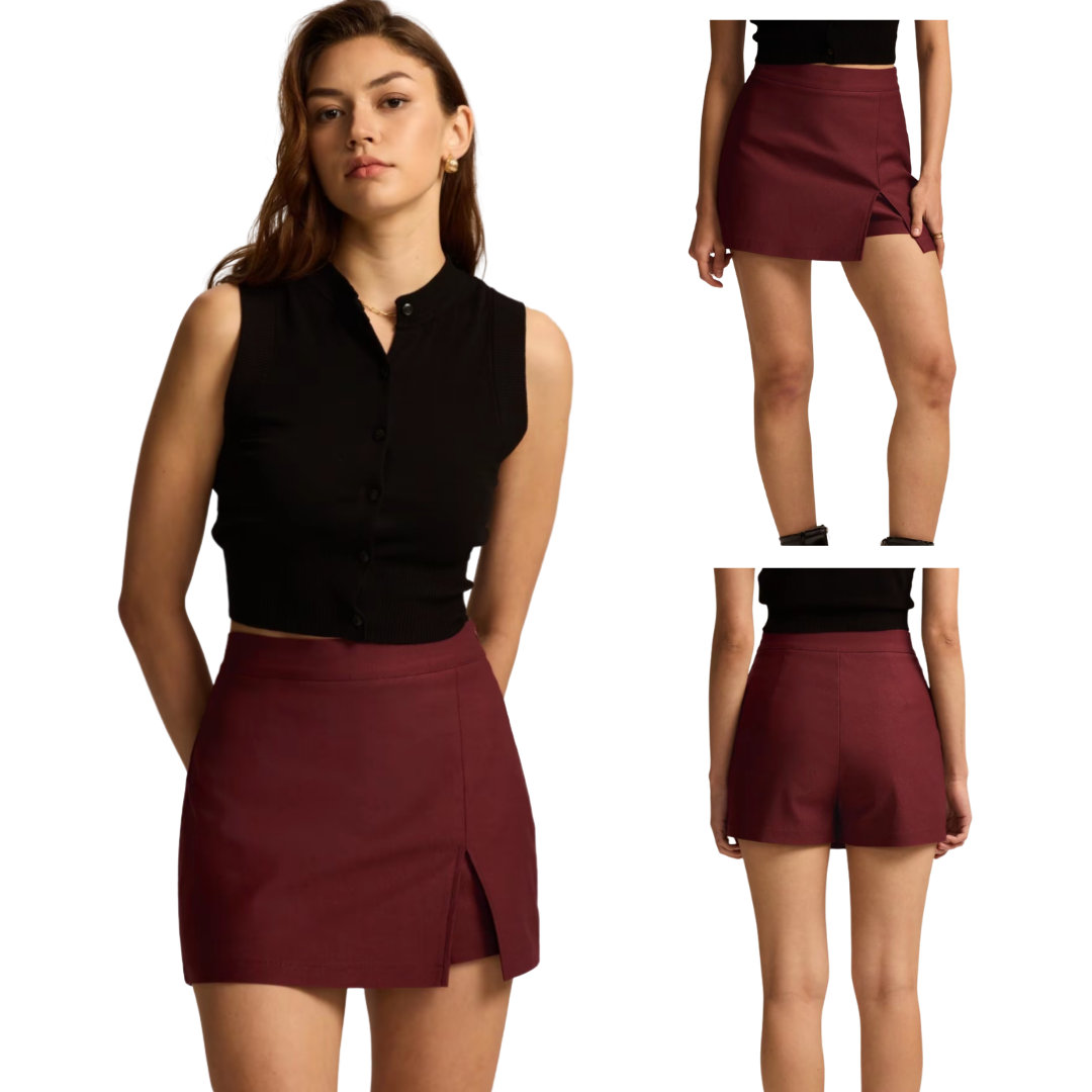 Falda-pantalón de cintura alta con abertura