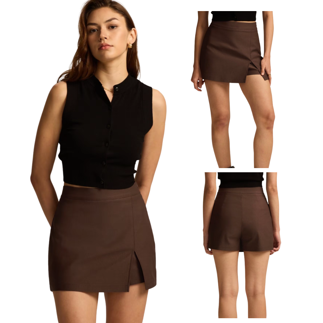 Falda-pantalón de cintura alta con abertura