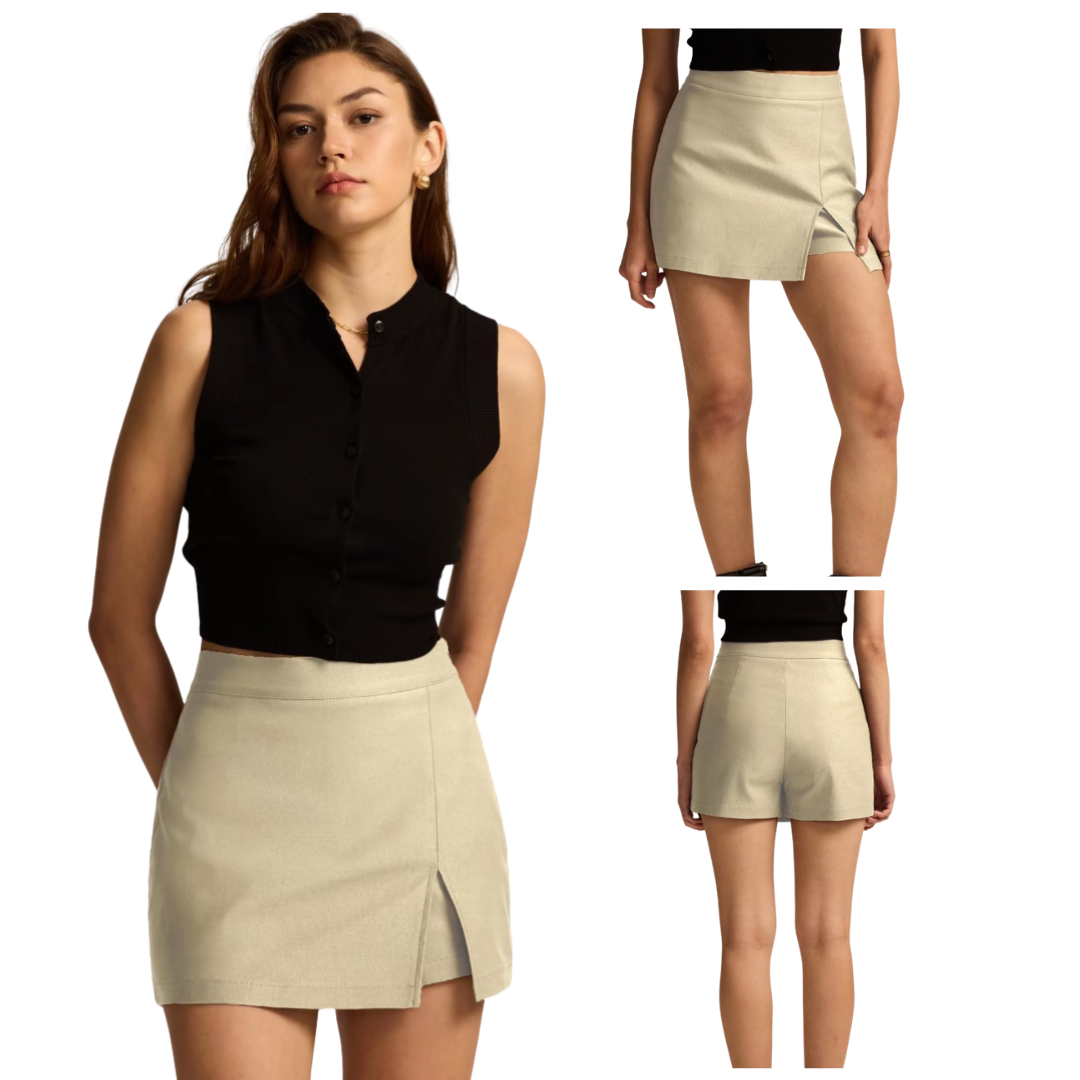 Falda-pantalón de cintura alta con abertura