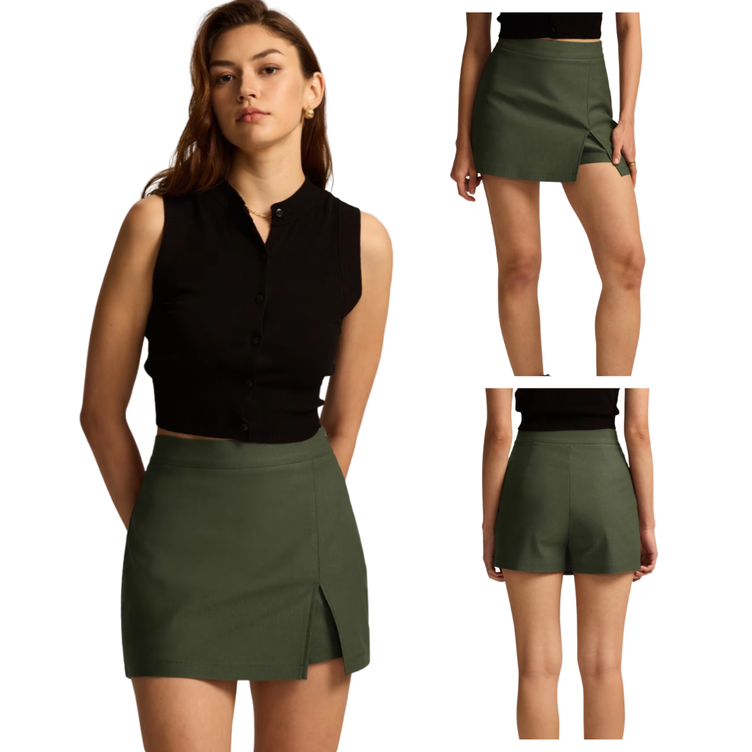 Falda-pantalón de cintura alta con abertura