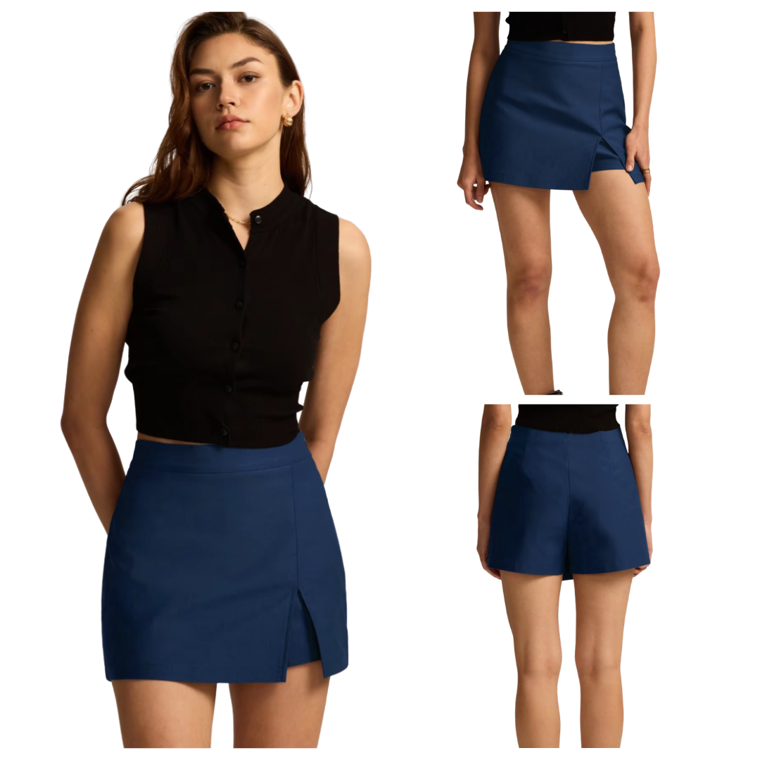 Falda-pantalón de cintura alta con abertura