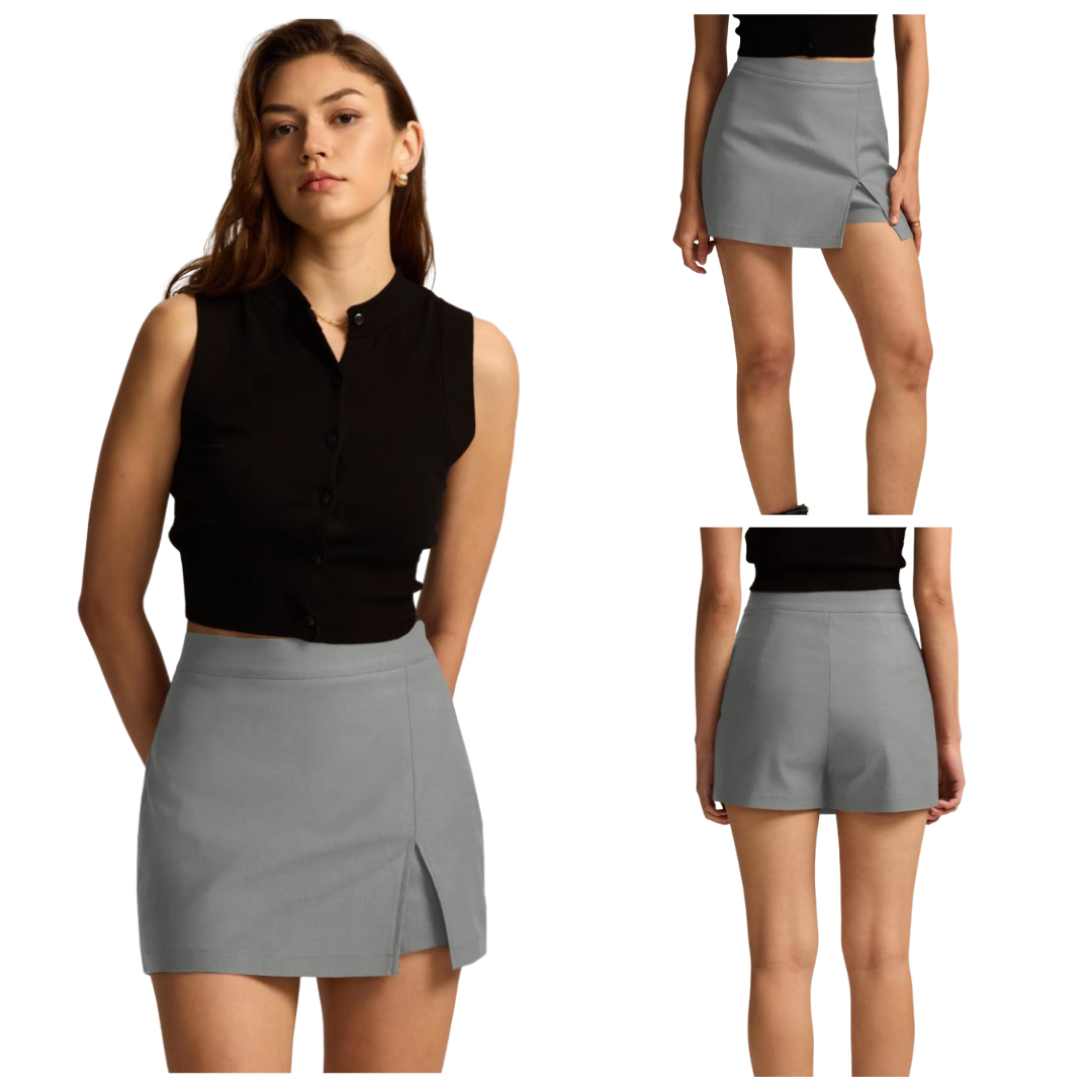 Falda-pantalón de cintura alta con abertura