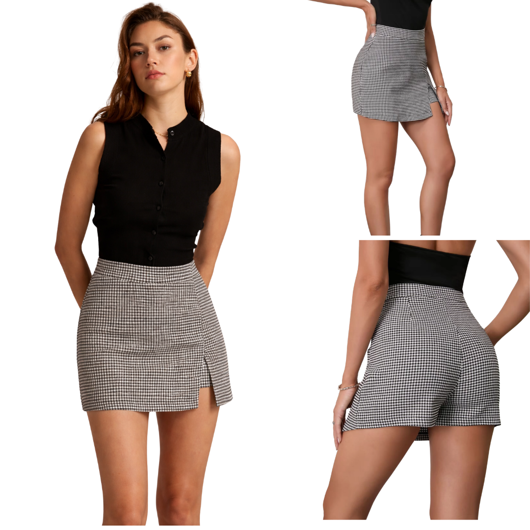 Falda-pantalón de cintura alta con abertura