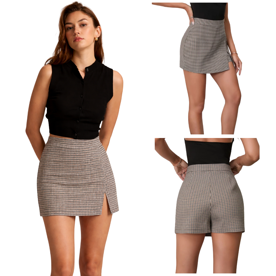 Falda-pantalón de cintura alta con abertura