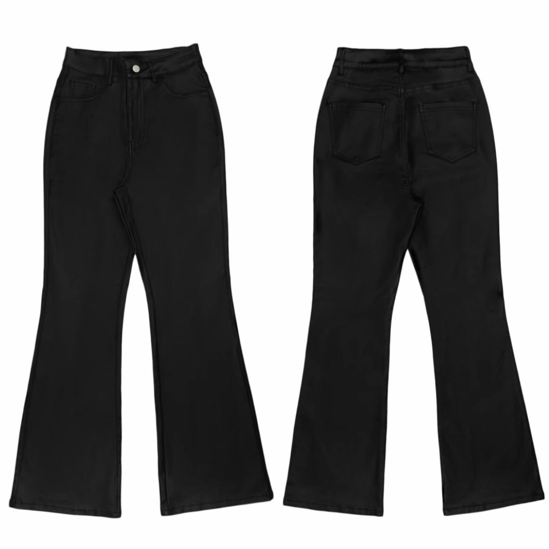 Pantalones de campana elásticos con acabado brillante