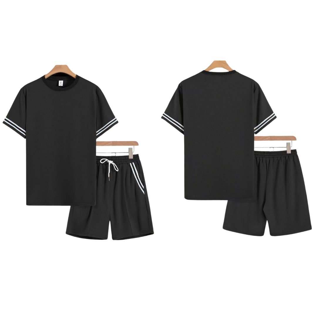 Conjunto de 2 piezas con camiseta de ribete y pantalones cortos