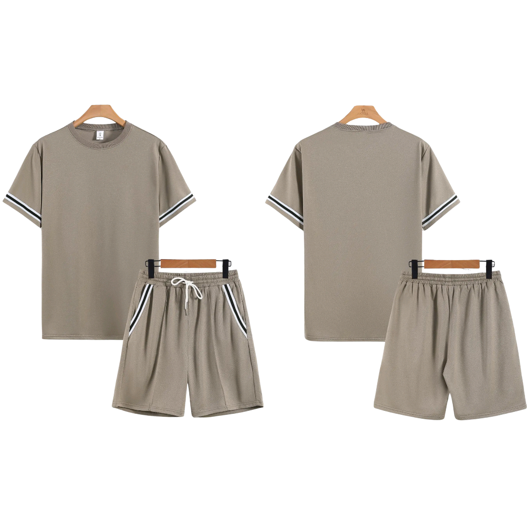 Conjunto de 2 piezas con camiseta de ribete y pantalones cortos