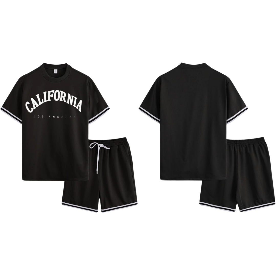 Conjunto de 2 piezas con camiseta de ribete y pantalones cortos