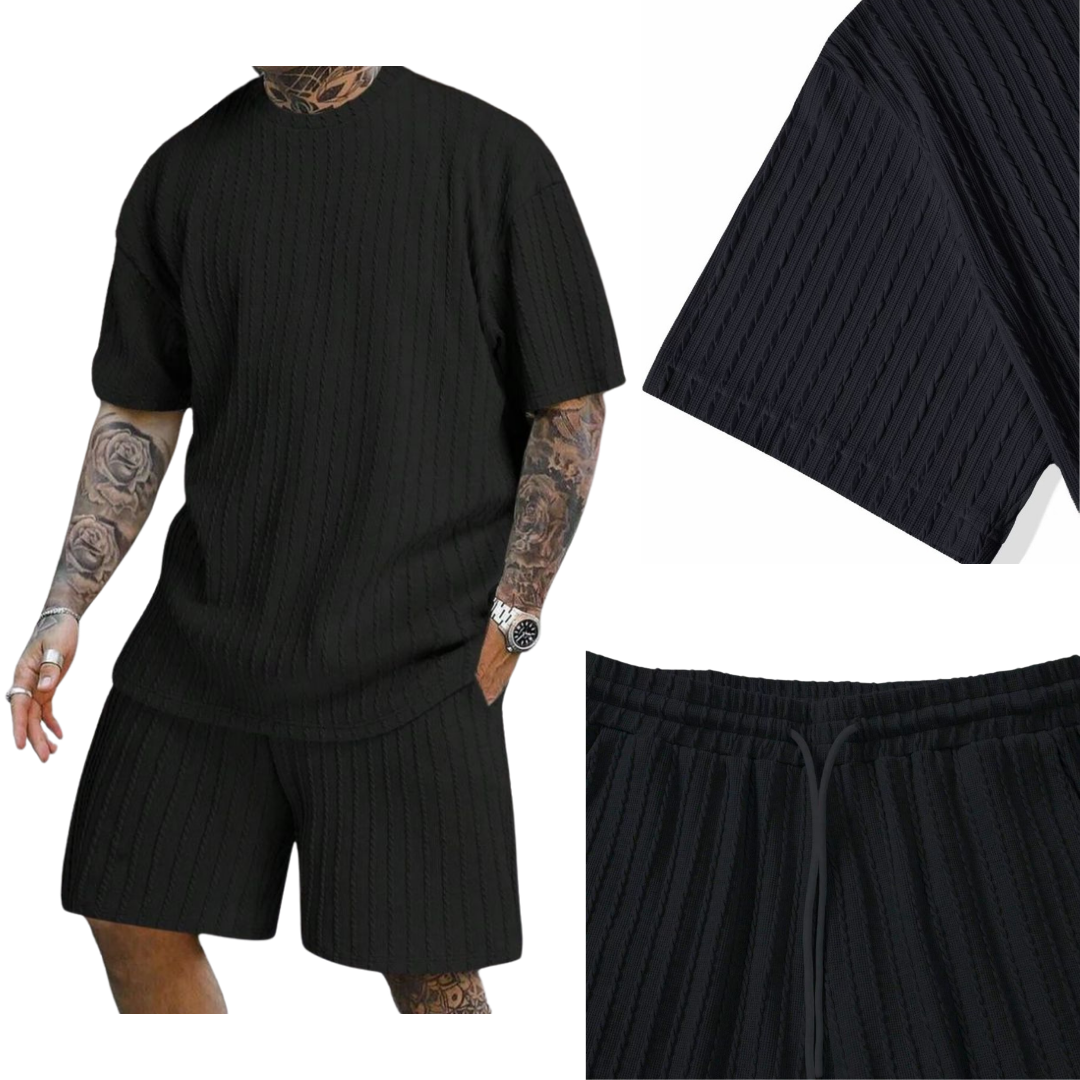 Conjunto 2 piezas camiseta oversize de punto y pantalones con cordón