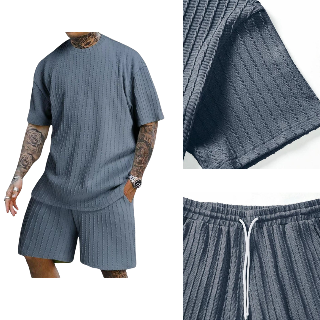 Conjunto 2 piezas camiseta oversize de punto y pantalones con cordón