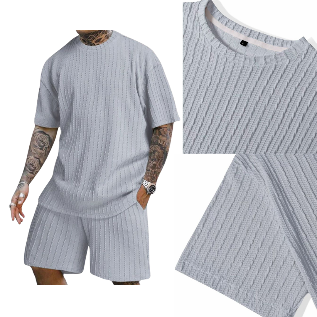 Conjunto 2 piezas camiseta oversize de punto y pantalones con cordón
