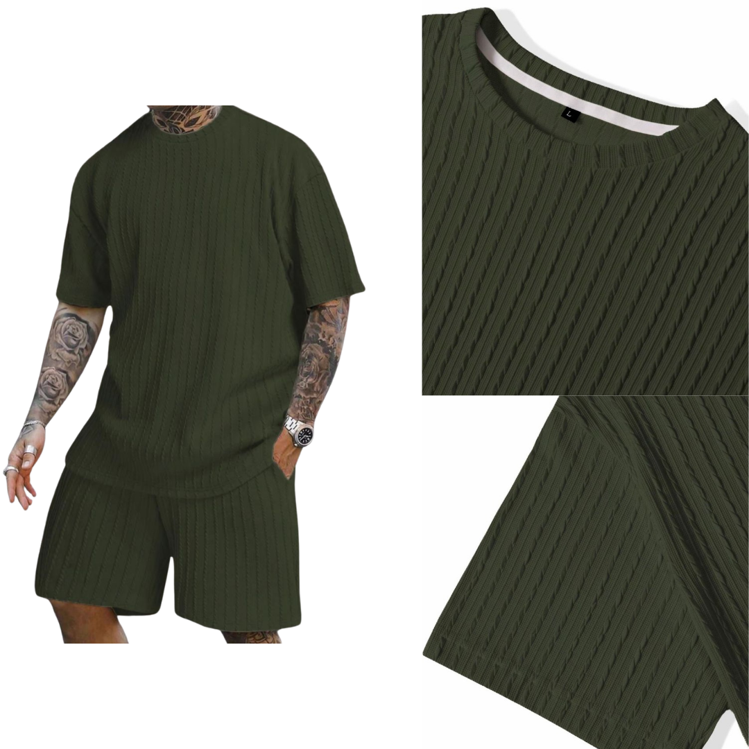 Conjunto 2 piezas camiseta oversize de punto y pantalones con cordón