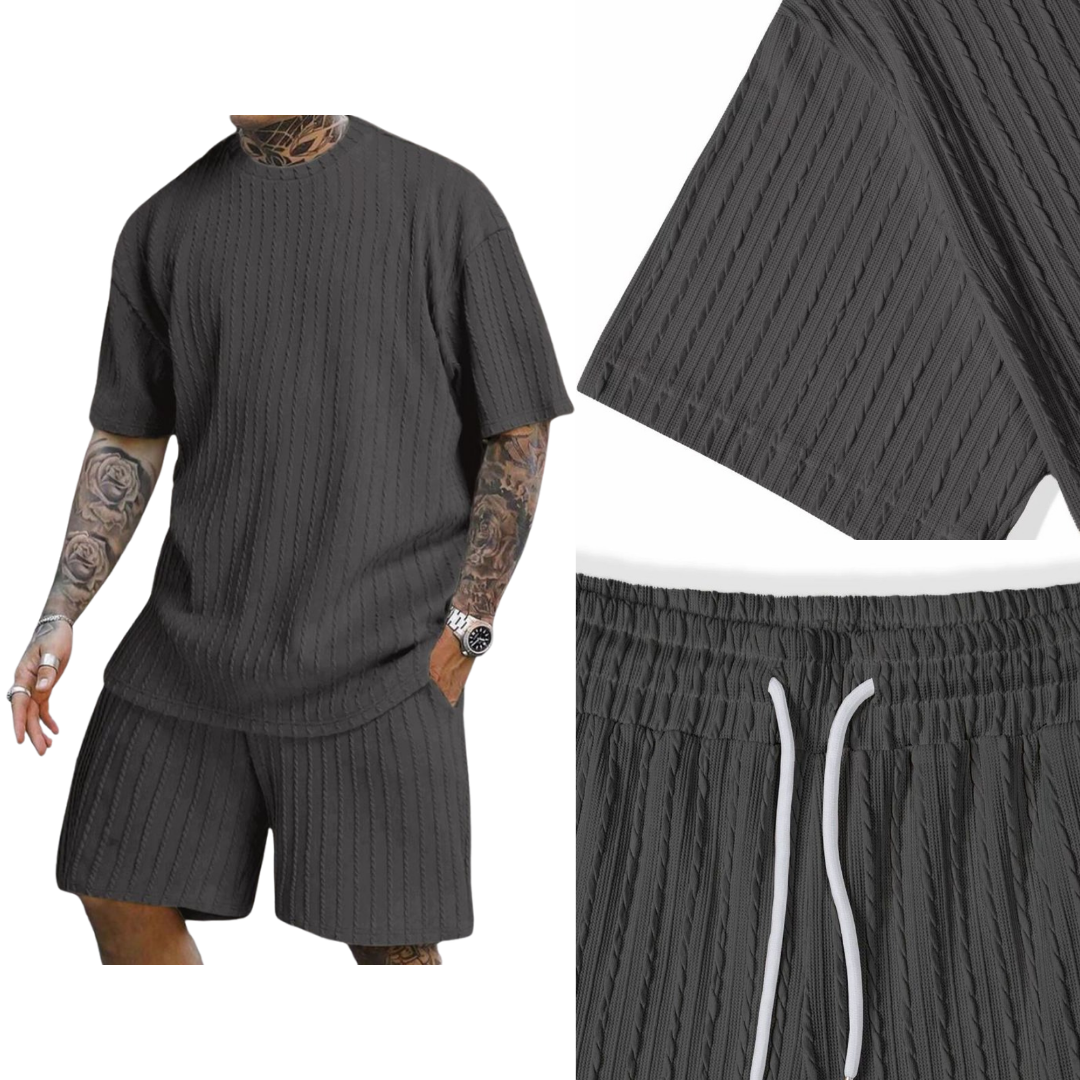 Conjunto 2 piezas camiseta oversize de punto y pantalones con cordón