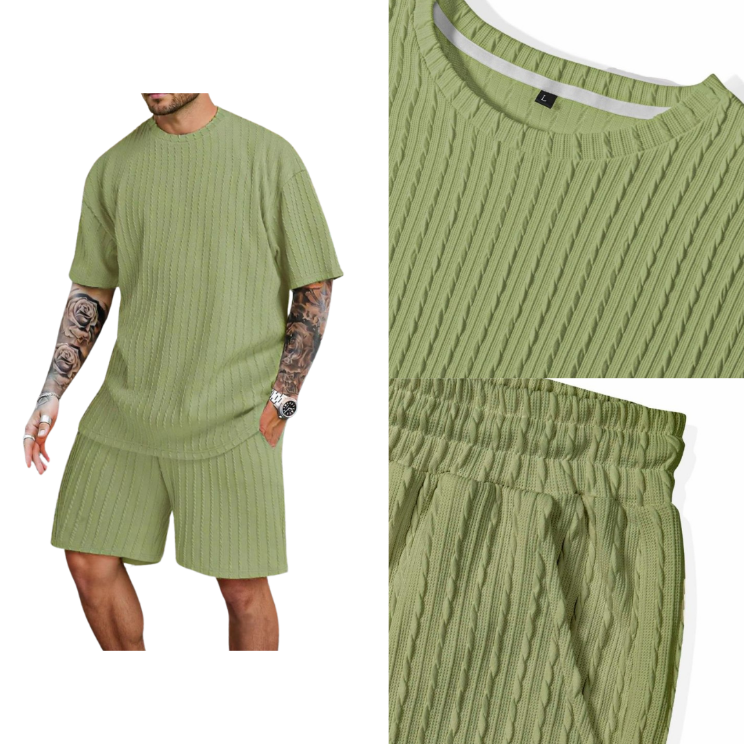 Conjunto 2 piezas camiseta oversize de punto y pantalones con cordón