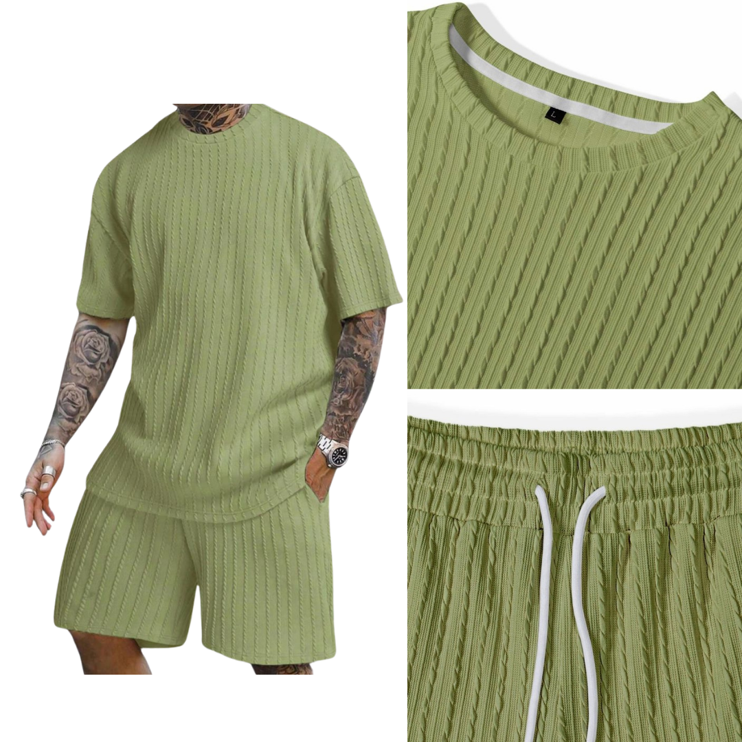 Conjunto 2 piezas camiseta oversize de punto y pantalones con cordón