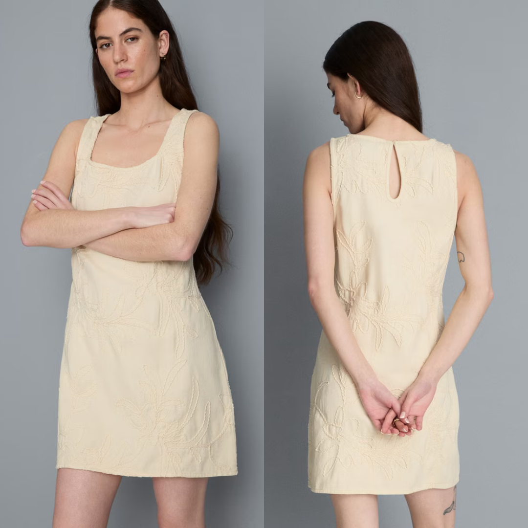 Minivestido de mezclilla de algodón bordado