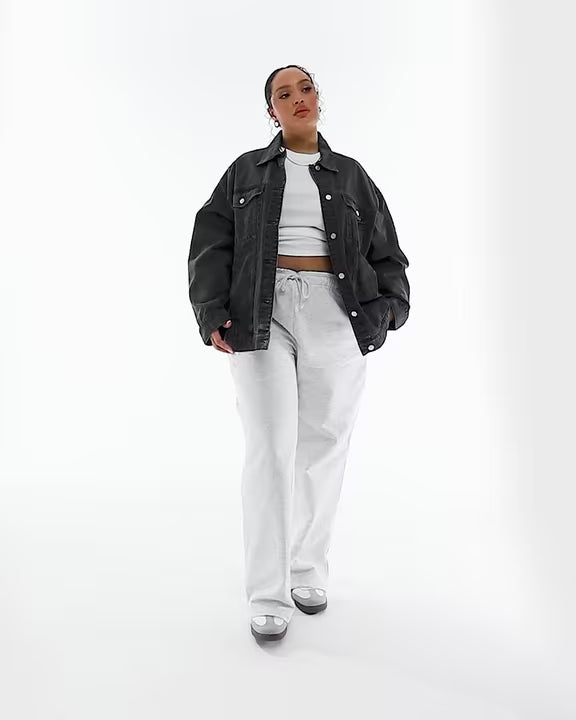 Chaqueta vaquera extragrande con lavado medio estilo años 90
